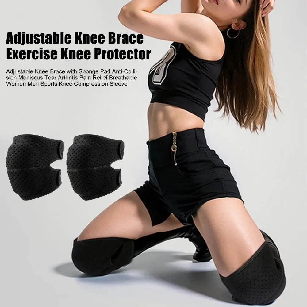 Adjustable Knee Brace with Sponge Pad Anti-Collision Pain Relief Breathable Women Men Sports Knee Compression Sleeve