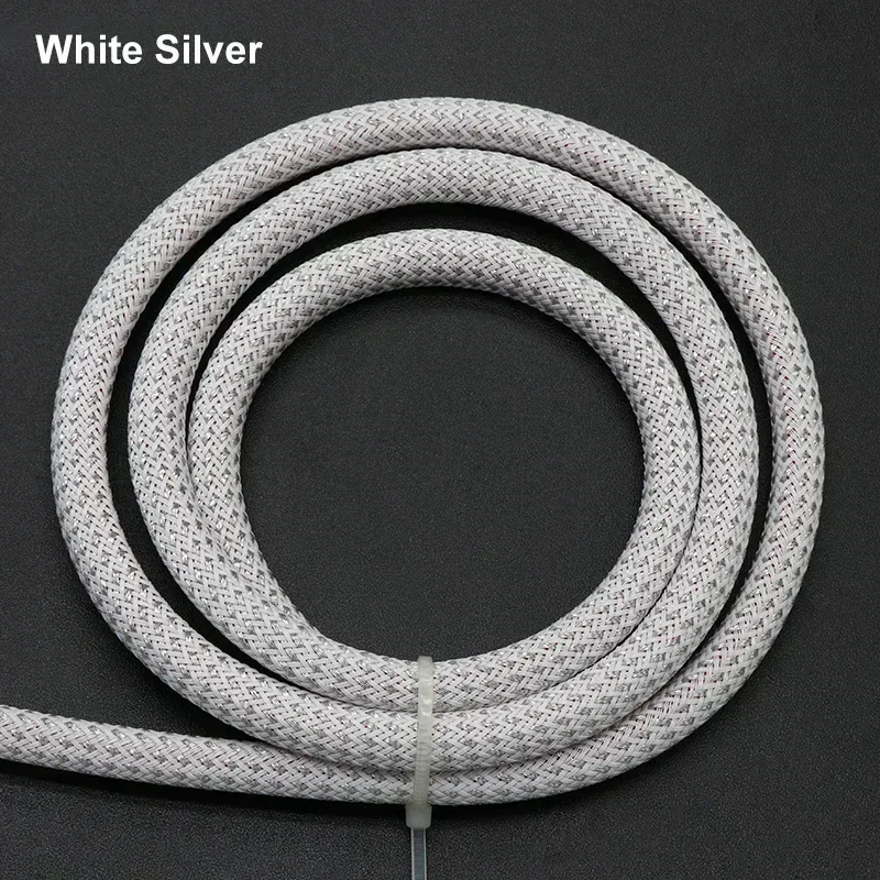 White Silver PET Insulation Expandable Braided Sleeve 2mm - 25mm High Density Wire Wrap Nylon Sheath Protection Cable Sleeving