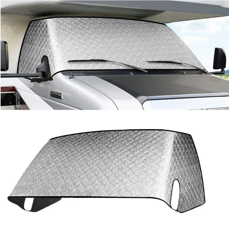 RV Window Snow Cover Durable 4 Layers Mirror Cutouts Motorhome Front Window Cover Camping Car Ford E450