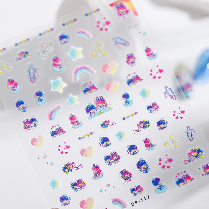 

Sanrio Family Nail Stickers 5D Embossed Hello Kitty Kuromi Melody Cartoon Nail Decals Self-Adhesive Nail Art Decoration Supplies