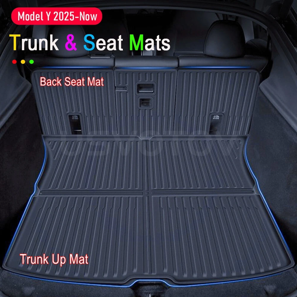 Front Rear Trunk Mat for 2025 2026 Tesla Model Y Juniper Cargo Mat Rear Seat Back Cover SeatBack Liner Pad Protector Accessories image 4
