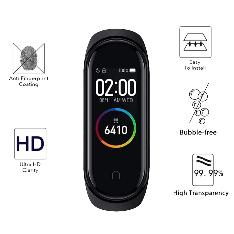 ฟิล์มป้องกันหน้าจอสมาร์ทวอทช์1-5ชิ้นสำหรับ Xiaomi Mi Band 7 Mi Band 6 Mi Band 5 3D โค้งปกป้องเต็มรูปแบบสำหรับ Mi Band4