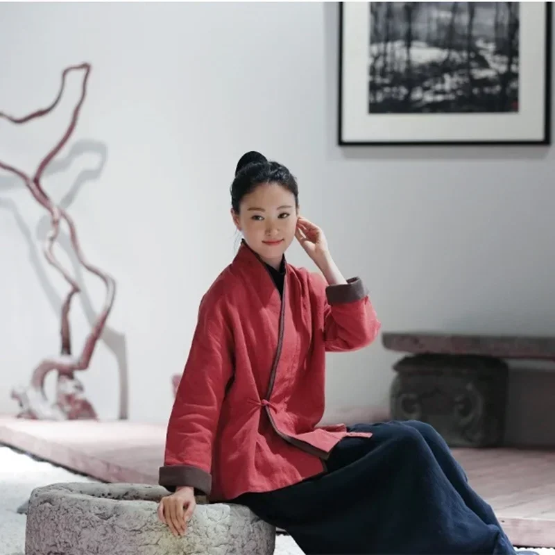 Stile Abbigliamento Donna Abbigliamento 2024 Cheongsam Top Camicia tradizionale Camicetta Cotone Hanfu Donna Cinese Top 11 MN1