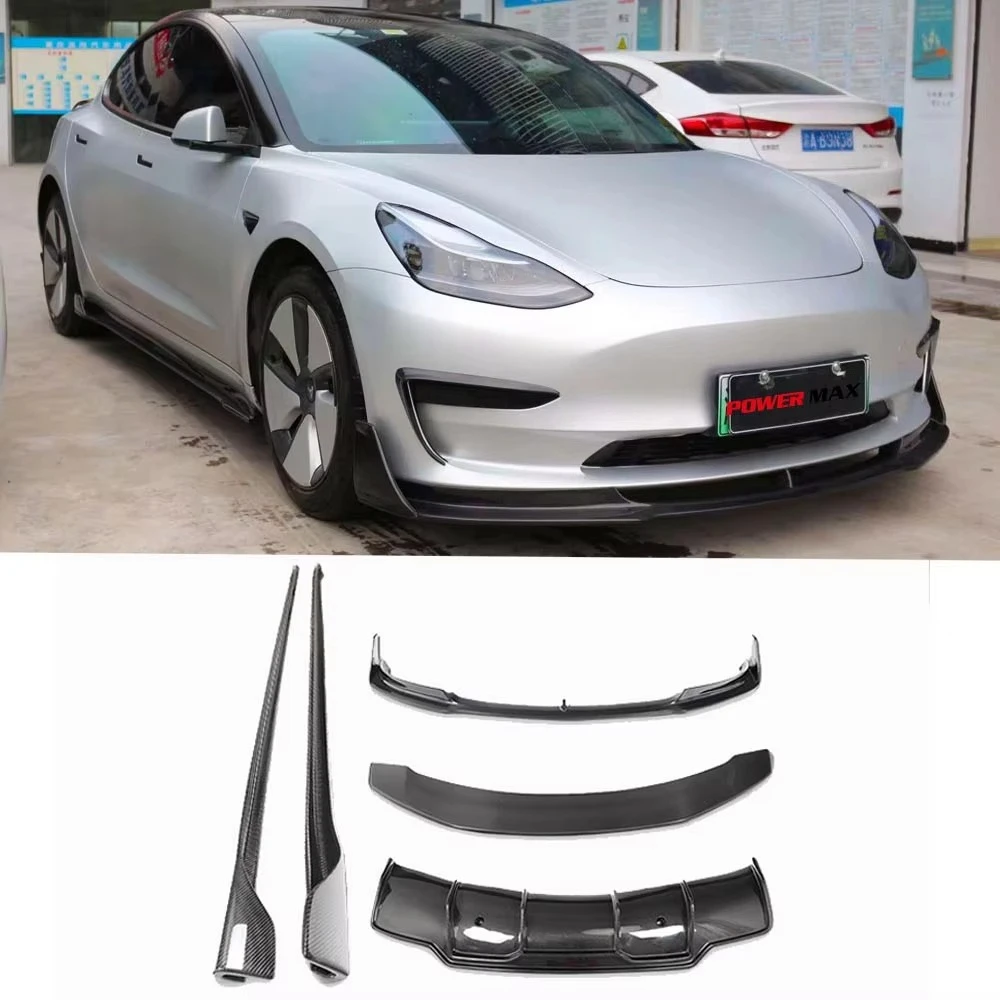 

Передний бампер из углеродного волокна, задний диффузор, боковые юбки, спойлер на крыло, стиль для модели 3, Bodykit