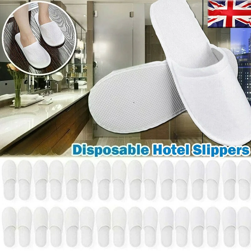20Pairs Disposable white Slippers Cotton of Closed-to Bathroom Slippers Suitable Suitable Home Guest Hospitality Shoes Cheap SPA