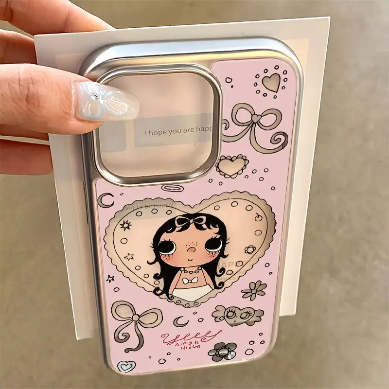 Electroplated silver frame small jade yuy suitable for apple 17promax16 transparent 15 simple