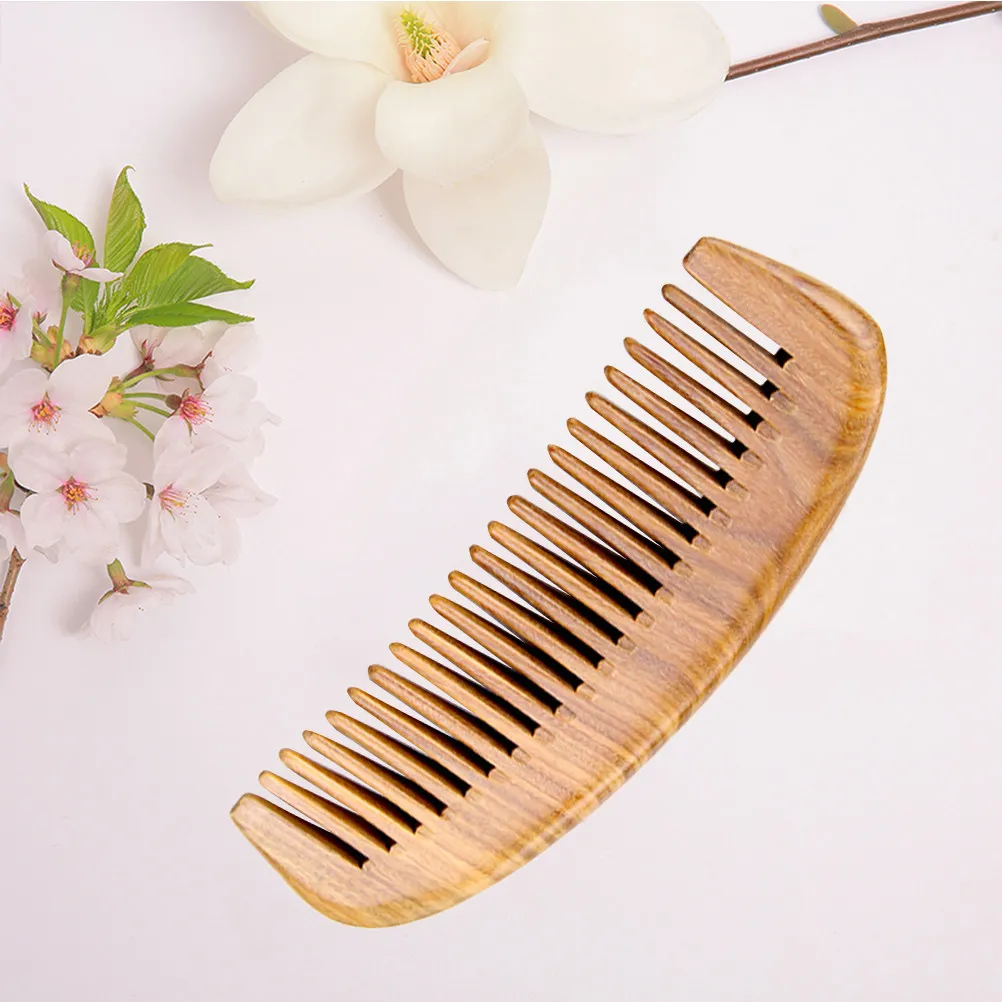 Sandalwood Hair Comb Green Sandalwood Wooden Comb Detangling Scalp Massage Circulation Boost Non Scratch Comfortable Daily Hair