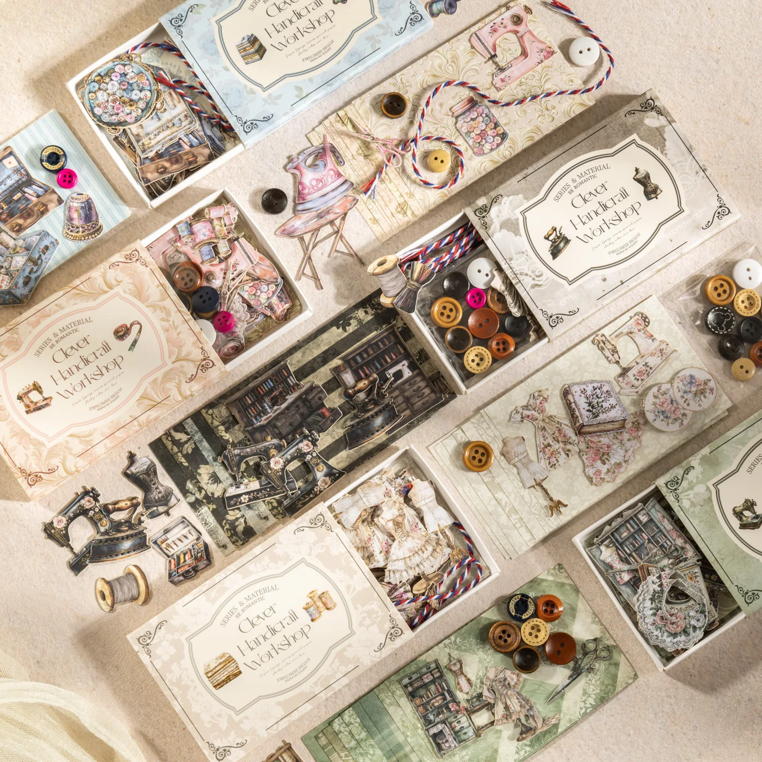 Skillfull Serie Hand and Mind Modelli di fiori vintage Confezione di materiali paesaggistici per cucire Cancelleria creativa per collage di diari fai-da-te