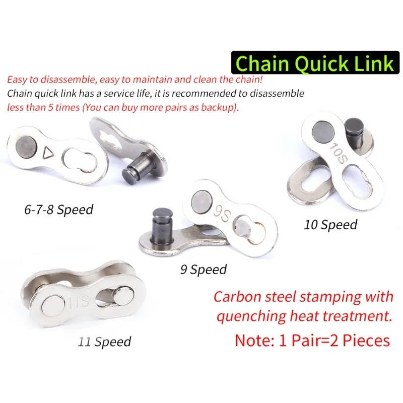 5 Pair Bicycle Chain Connector Lock Mountain Bike Chain Quick Link Buckle  for 6/7/8/9/10/11/12 Speed Chain Master Links Parts