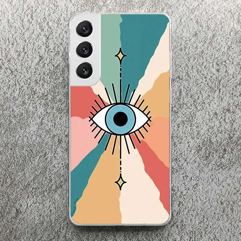 Szczęśliwe niebieskie etui z nadrukiem Evil Eye do Samsung Galaxy S24 S23 S22 Ultra S21 S20 FE S10 Plus obudowa telefonu S9 S8 + wzór S10E