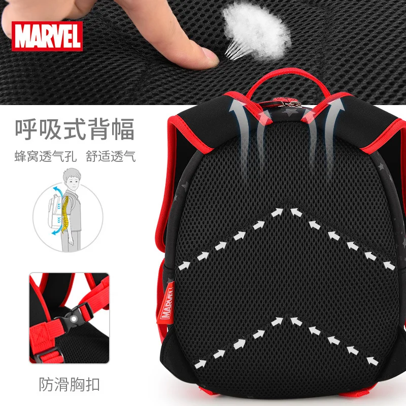 2022 Disney New Kindergarten Backpack For Boys Primary Student Shoulder Orthopedic Bag Spider Man Captain America Mochila