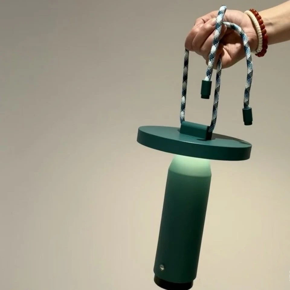 Modern Green Portable Rechargeable Handheld Desk Lamp Night Light Outdoor Camping Lantern Table Lamp
