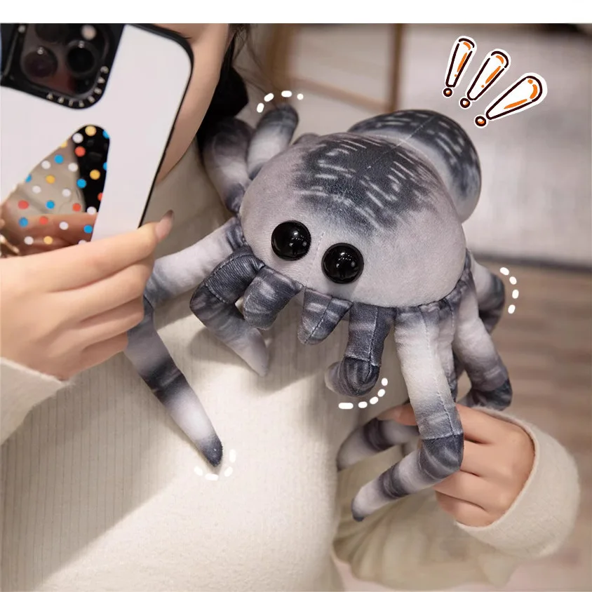 Spider Plush Toy Simulation Black Colourful Spider Doll Ornaments Crawling Pet Doll Stuffed Wild Animal Home Decor Kids Gifts