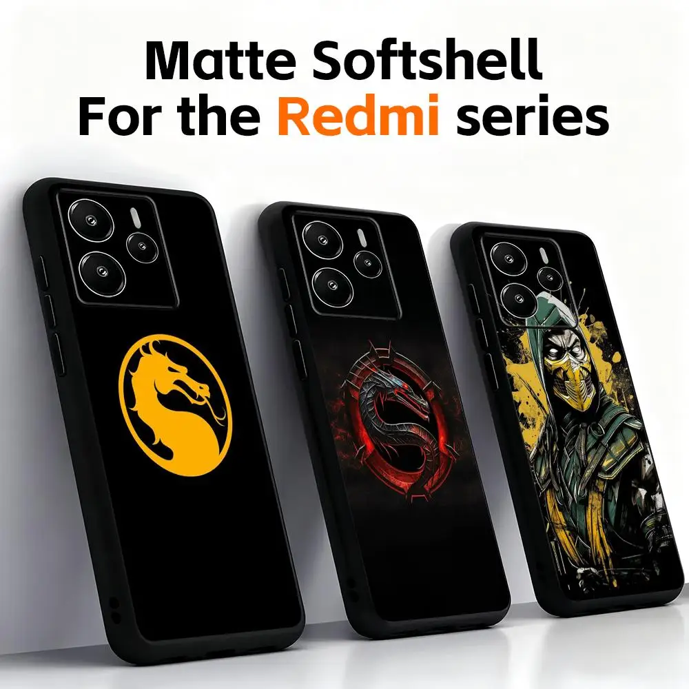 Чехол для телефона с дизайном логотипа Mortal Kombat для Redmi Note 14 13 12 11 Pro Plus S 5G 14C A3, мягкий черный чехол для телефона