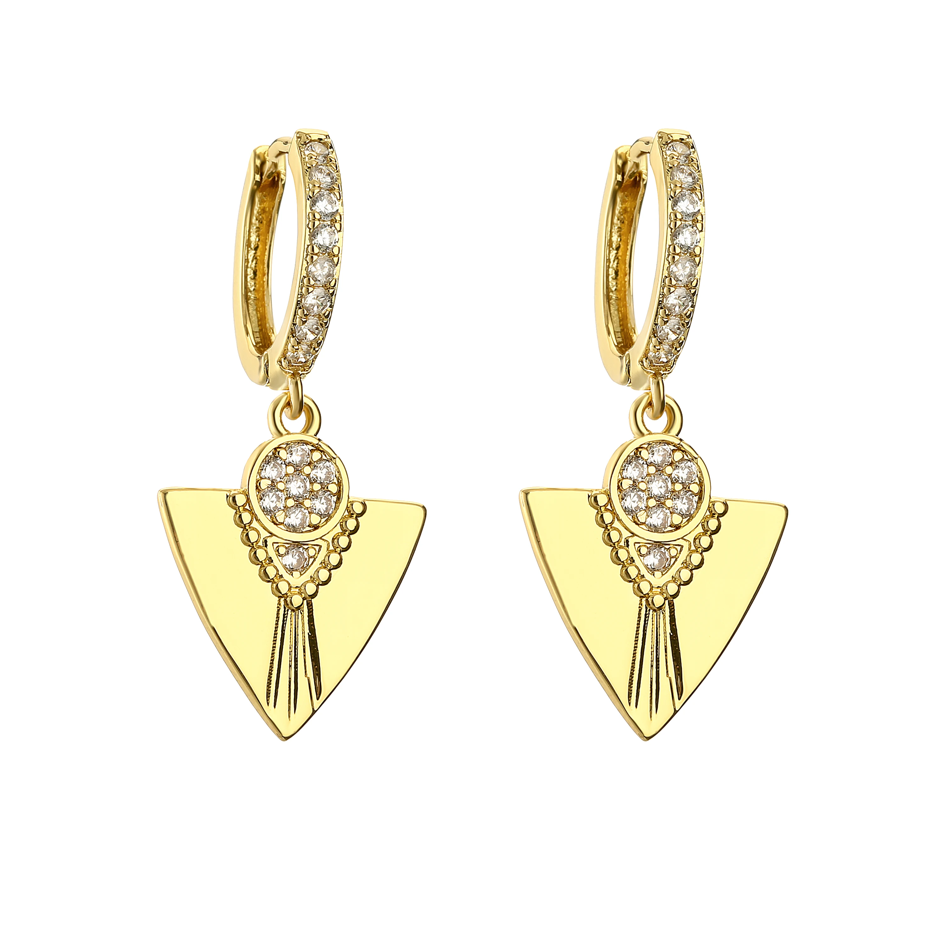 HECHENG,CZ 18k Plated Drop Dangle Hoop Earrings For Women Lady Fashion Personality Brass Jewelry Gift Party