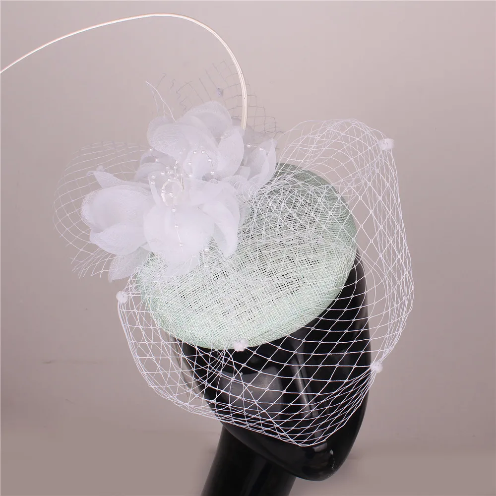 Women Feather Fascinator Hat Flower Headband With Clip Ladies Cocktail Tea Party Headwer Kentucky Derby Net Hair Accessories