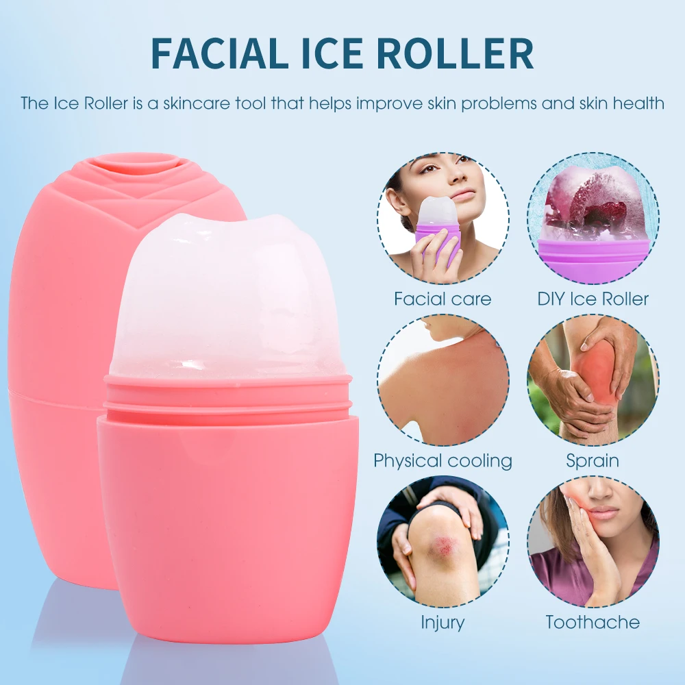 Rodillo de hielo de silicona para cara y ojos, antiarrugas, Reduce las ojeras, Edema, encoge los poros, tensa la piel, cuidado Facial, herramienta de belleza, masajeador