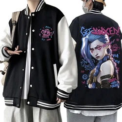 Arcane-Jinx-Veste à Capuche pour Homme et Femme, Uniforme de Baseball, Harajuku