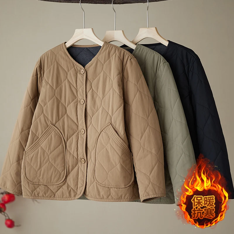 

Утягивающее хлопковое стеганое тюре, корейское зимнее пальто большого размера, свободное пальто из чистого хлопка с ромбовидным узором