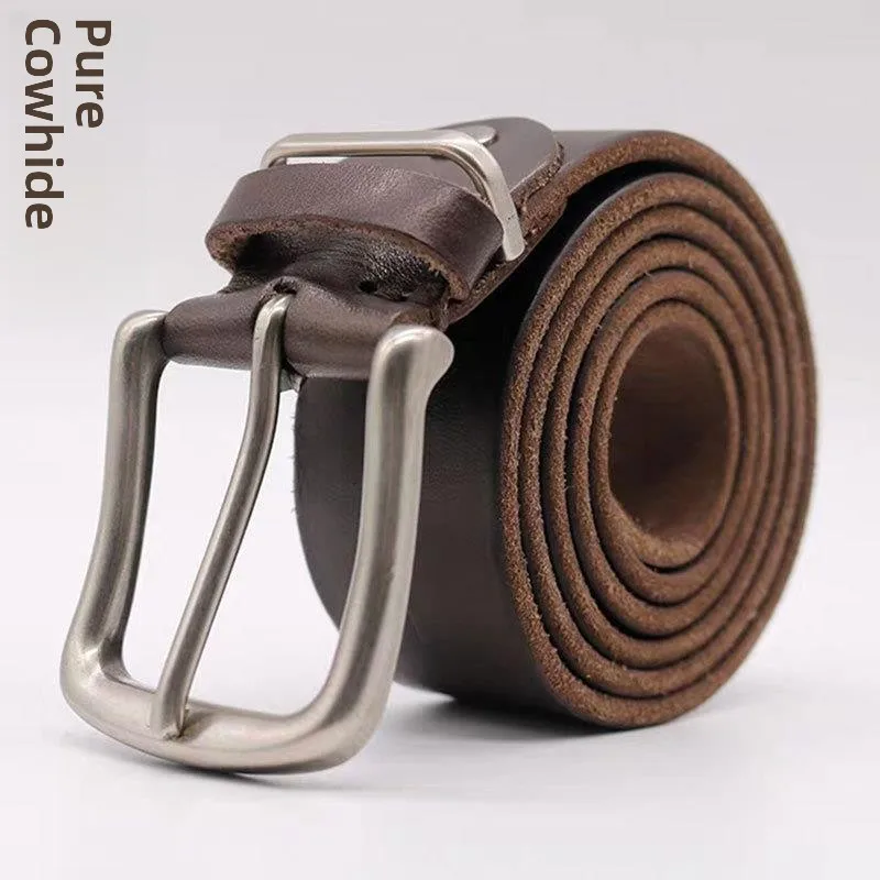 純粋な牛革メンズベルトヴィンテージ単層バックル本革ウエストベルト若い学生や大人のためのファッションアクセサリー