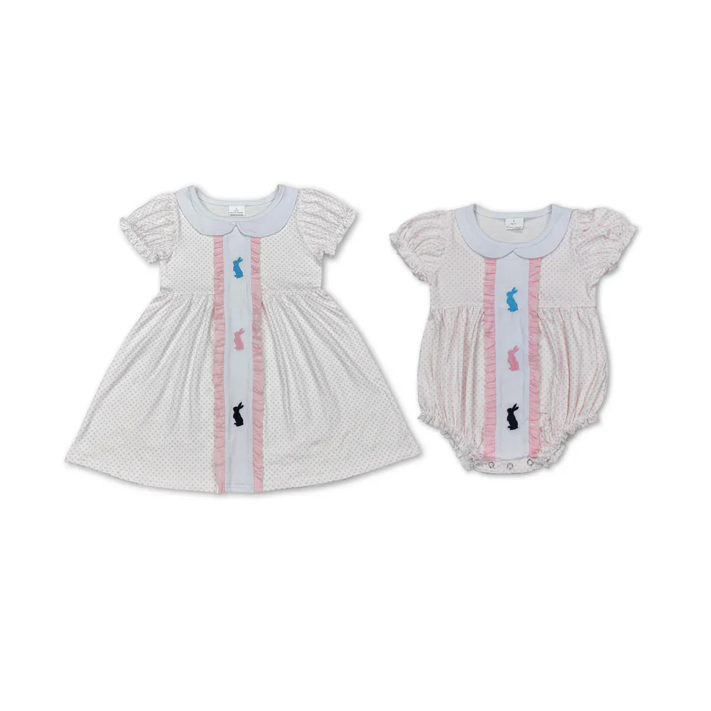 

Оптовая продажа одинаковой одежды с вышивкой пасхального кролика для детей и сестер