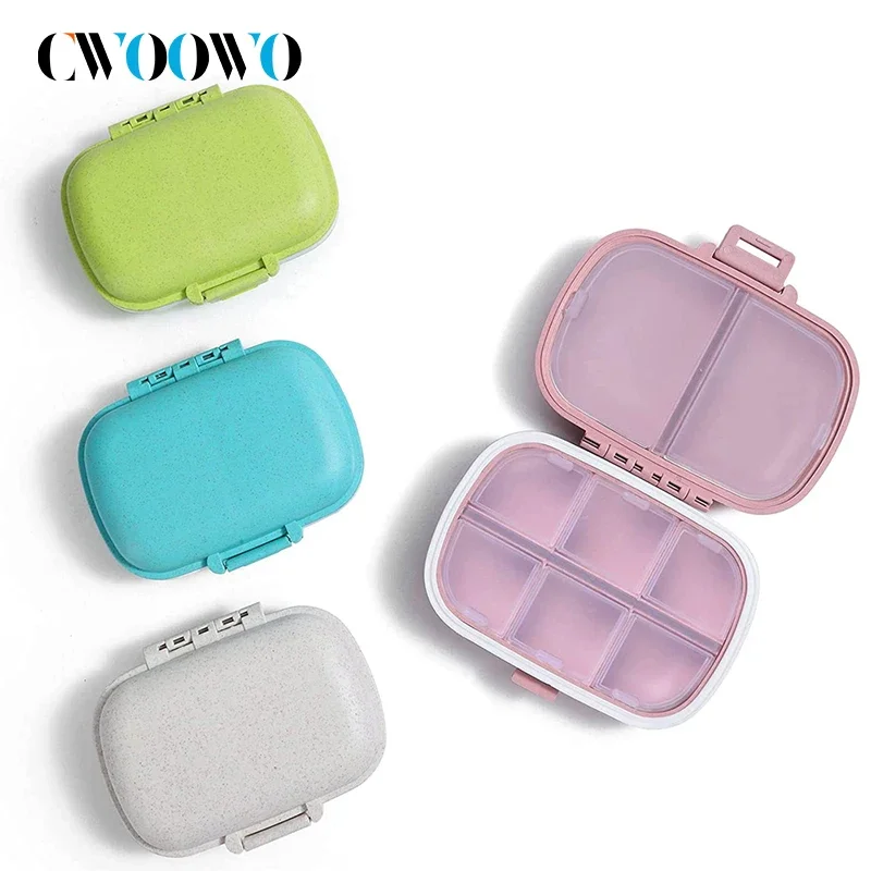 

1Pcs Travel Pill Organizer Box with Labels, 8 Compartments Moisture Proof Pill Case Portable Small Pocket Pill Container Holder