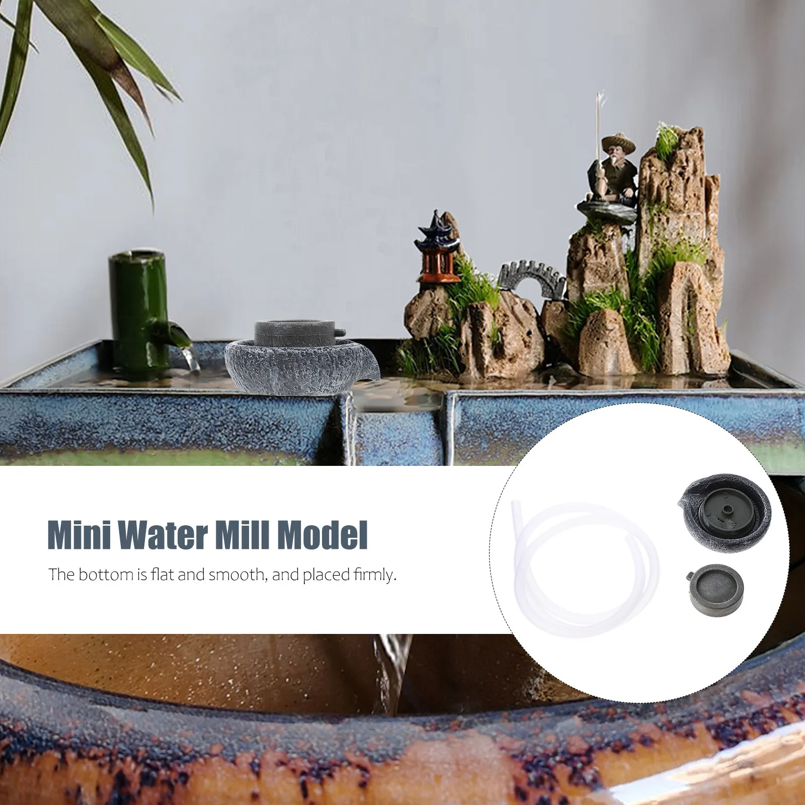 1Set Simulation Stone Mill Delicate Design Home Decor Fine Craftsmanship Micro Photography Prop Mini Water Mill Model
