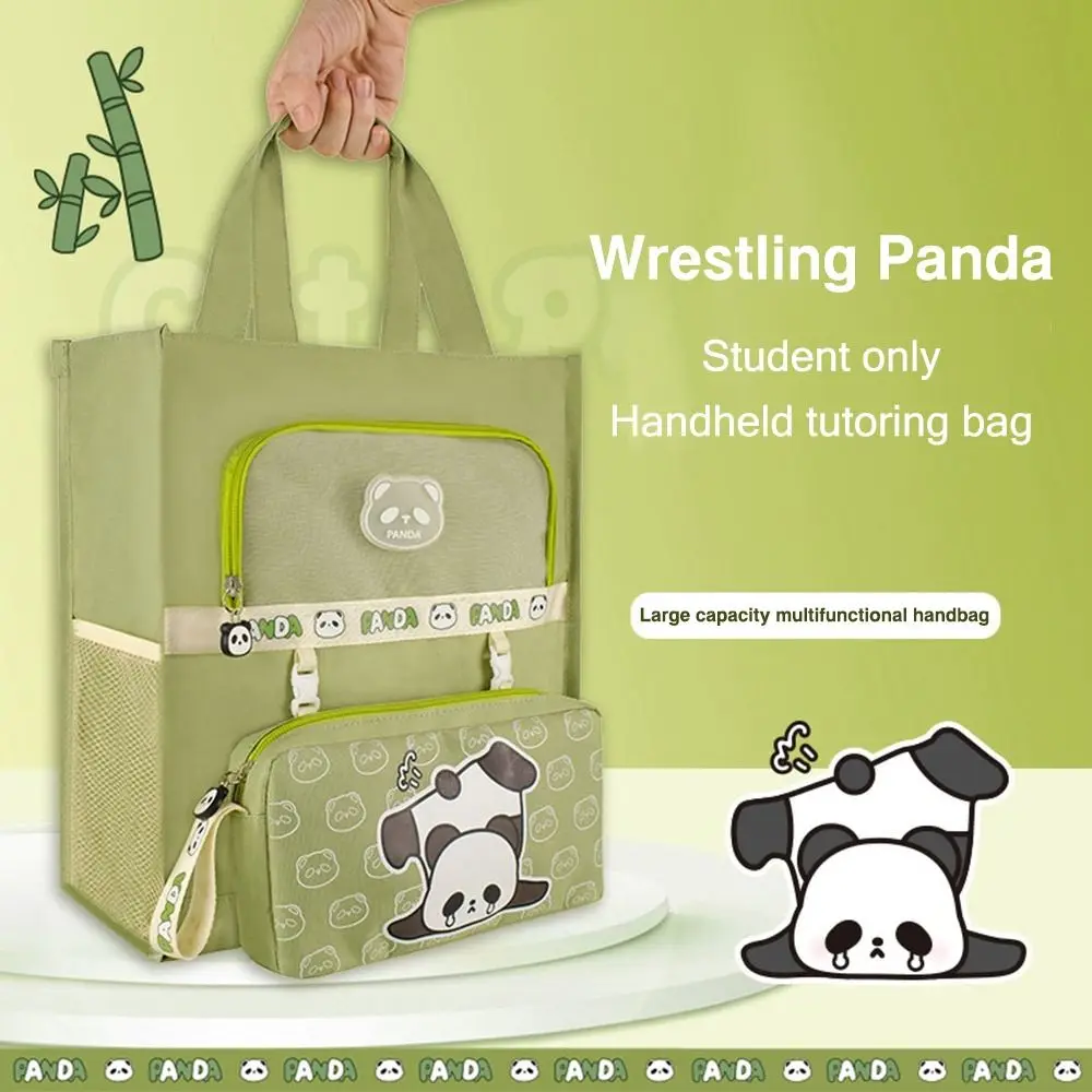 

Cartoon Multi Layers Tote School Bag Large-capacity Canvas Tutorial Bag Panda Waterproof A4 File Bag Boys Girls