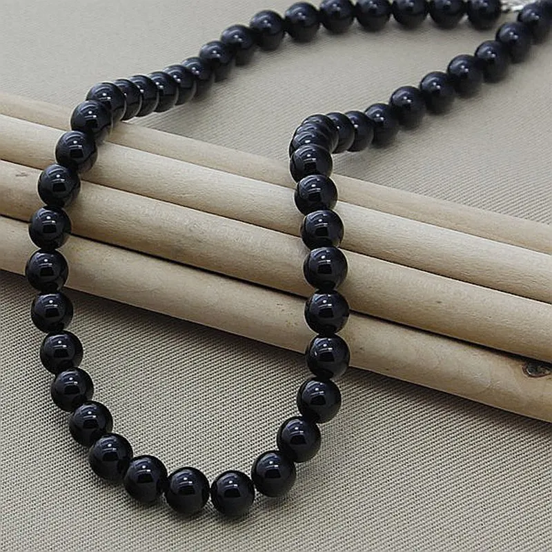 Heißer Verkauf 925 Sterling Silber Schwarz Perle Halsketten OT Schnalle Mode Schmuck Zubehör für Frauen Männer N096