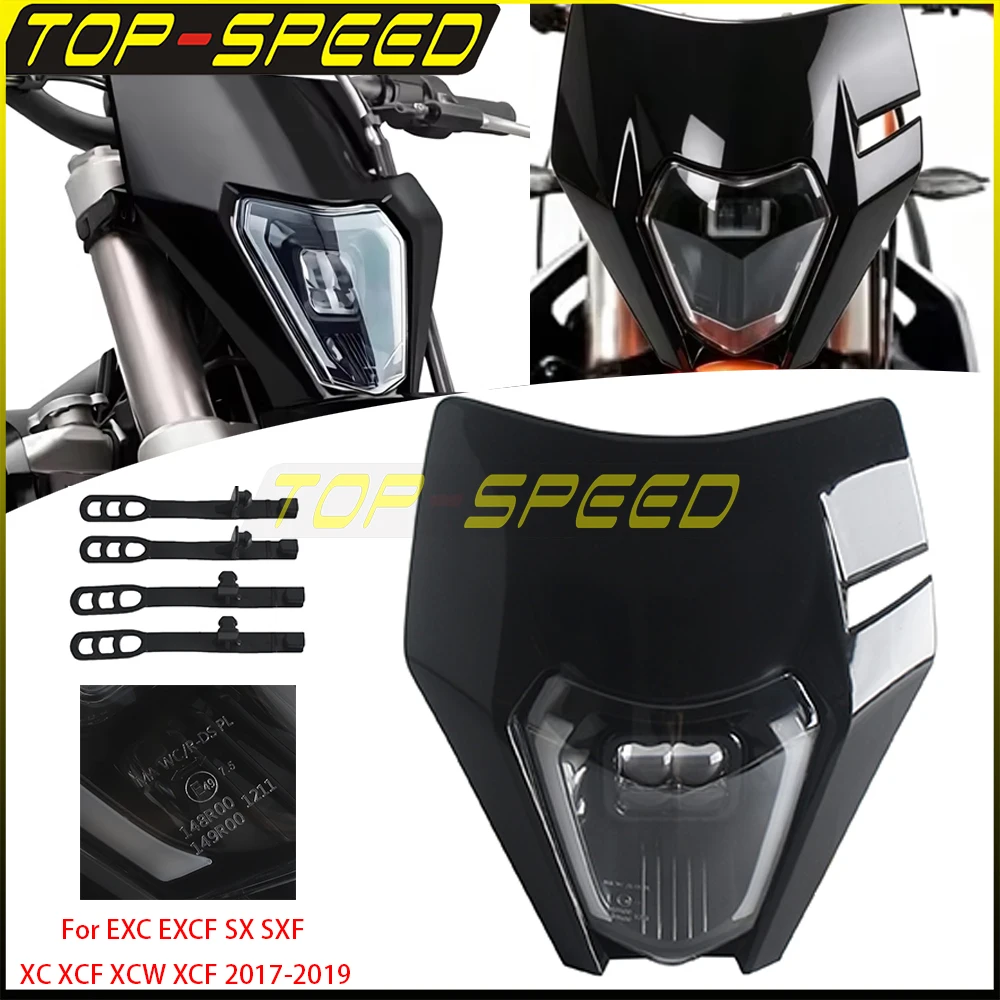 For EXC EXCF SX SXF XC XCF XCW XCF 2017-2019 Motorcycle Headlight E49 LED Dirt Bike DRL High Low Beam Lamp Daytime Running Light