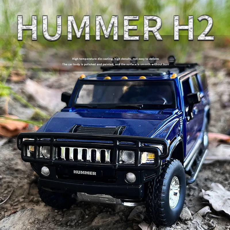 1:32 HUMMER H2 Alloy Car Model Diecasts Metal Toys Off-road Vehicles Small Scale Model Simulation Sound Light Collectible Gifts