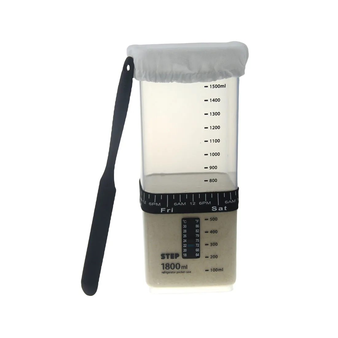 1800 مللي مجموعة جرة بداية العجين المخمر مع مقياس ميزان الحرارة ورقة مقاومة للحرارة العجين المخمر واسعة الفم جرة العجين المخمر