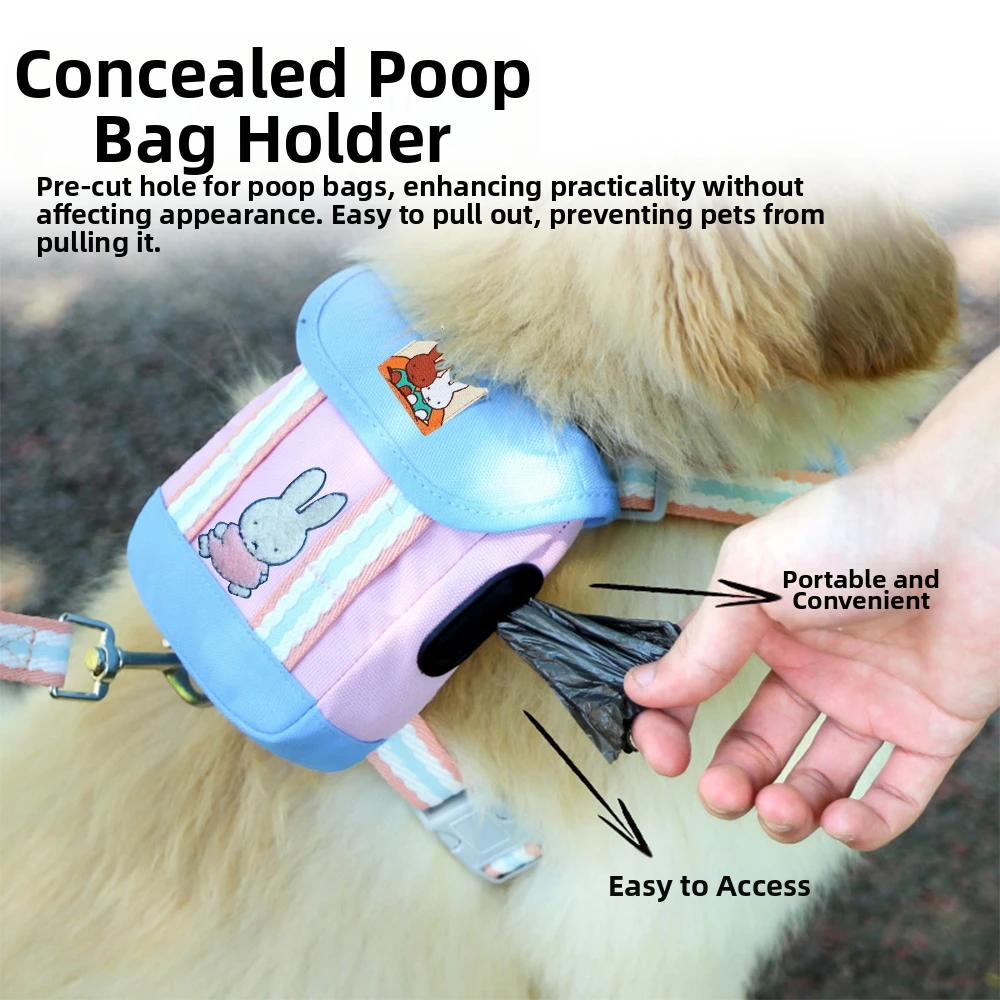 

Miffy Dog Chest and Back Strap Small and Medium-Sized Dog Pet Leash Fashionable When Going Out Pet Backpack Cartoon and Cute