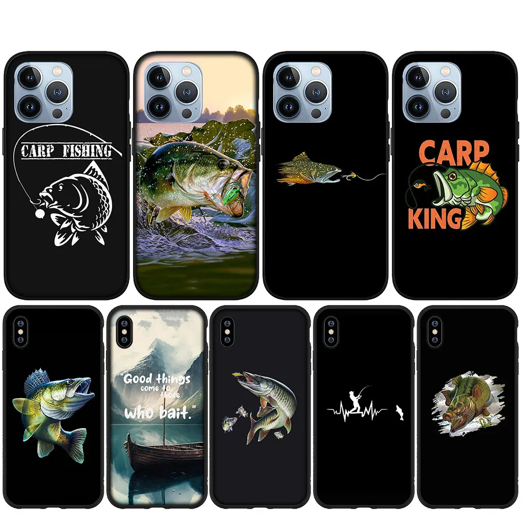 Trout Carp Fly Fishing Fish Rod Cover Phone Casing for iPhone 16 15 14 13 12 Pro X XR XS Max 8 7 Plus + 15+ SE Soft Case