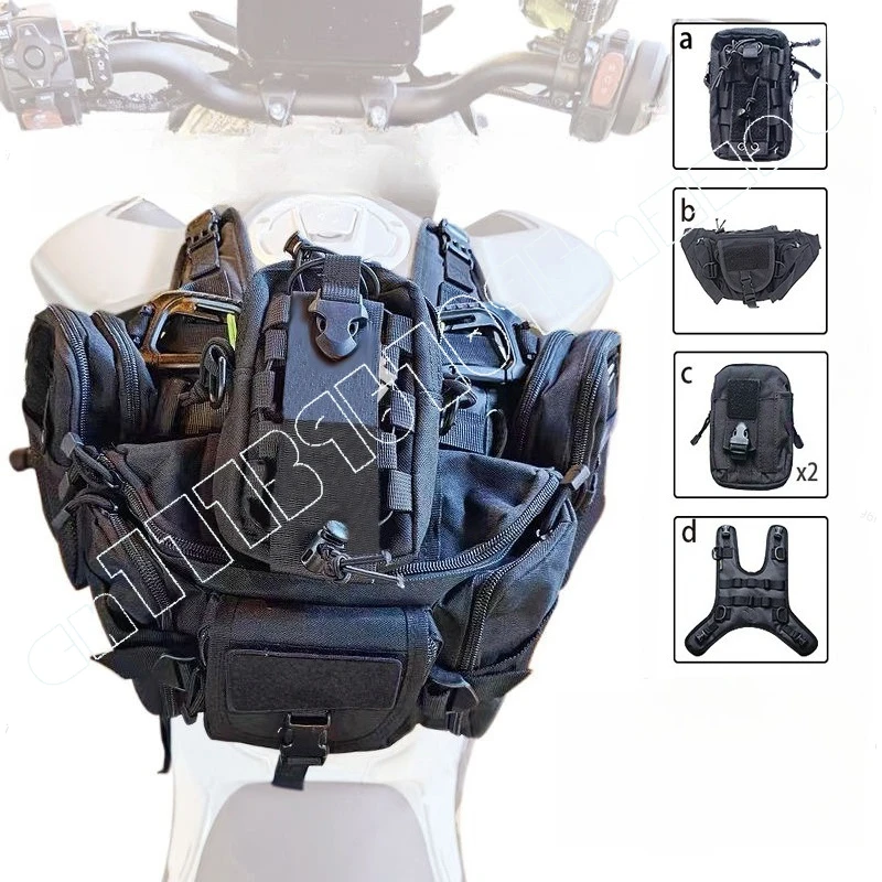 Motorcycle Universal Fuel Tank Bag Fuel Tank Mounting Base with Full Function, Super Handsome Fuel Tank Vest