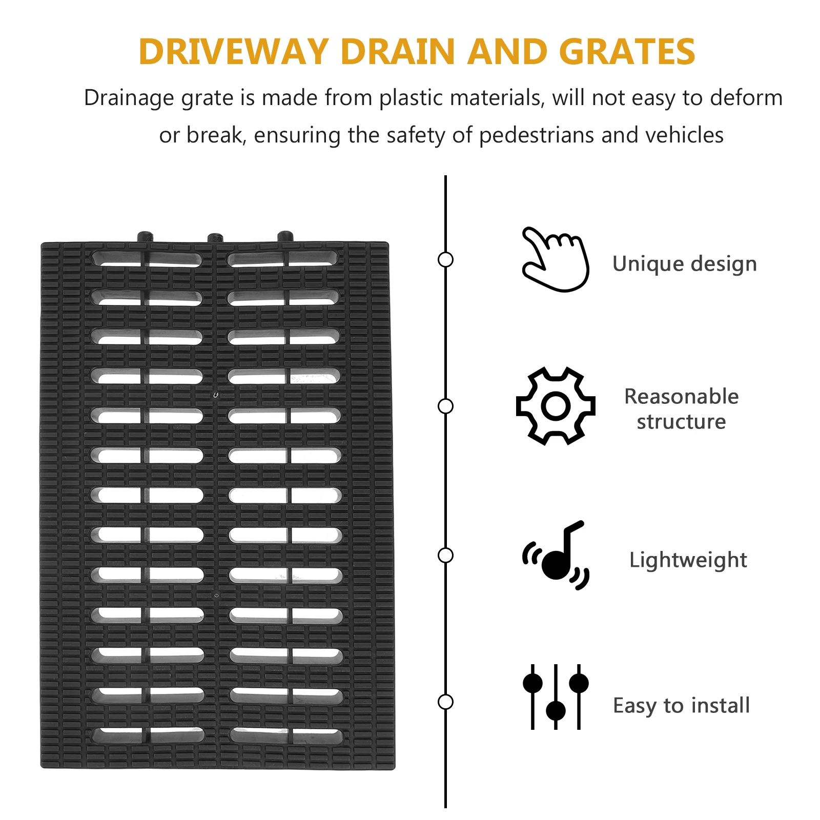 

Plastic Drainage 20x30x2.5cm Grey Garage Floor Drain Kitchen Sewer Cover Trench Grille Outdoor Drain System Protection