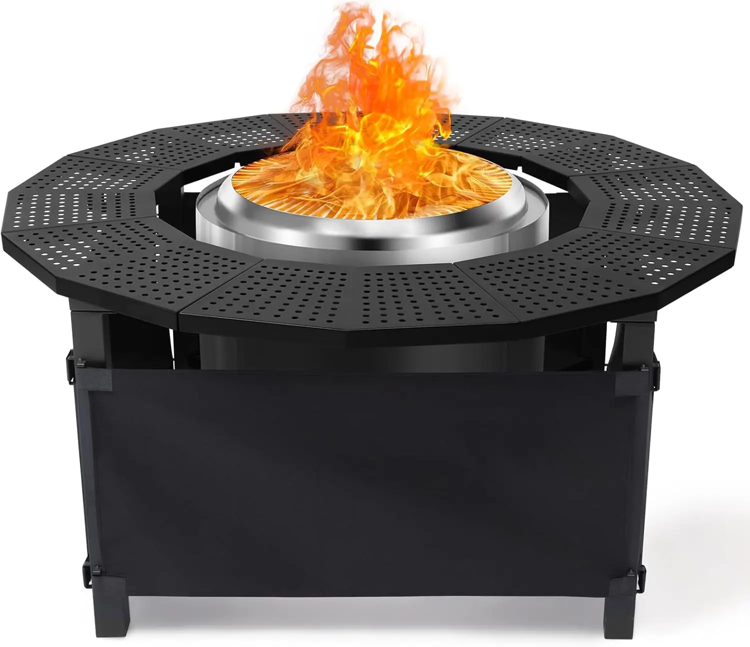 40 in Fire Pit Surround Tabletop for Solo Stove Bonfire and Ranger Wood Burning, Powder-Coated Steel Tabletop for Solo Stove