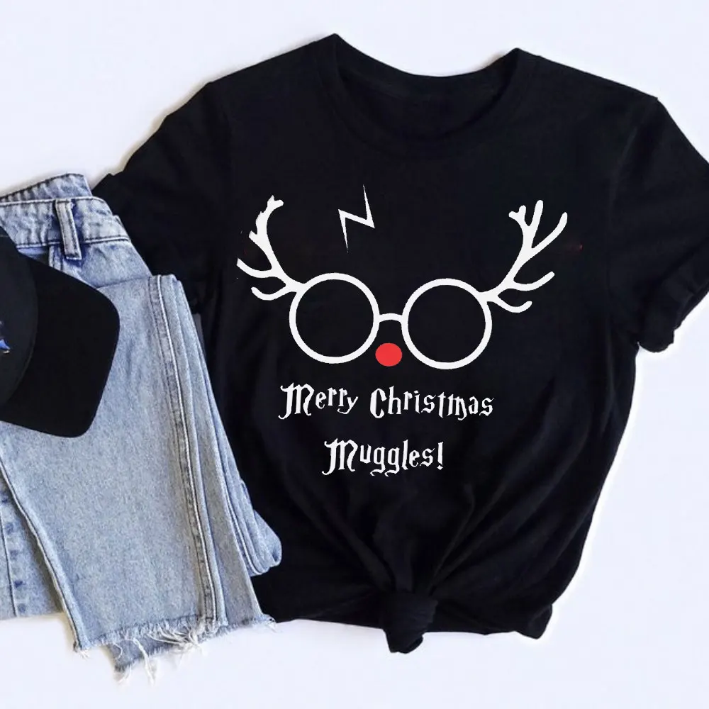 Merry Christmas Muggles T-Shirt Funny Wizard Reindeer Gift Sweatshirt Hoody Harajuku Aesthetic Clothes Unisex Clothes