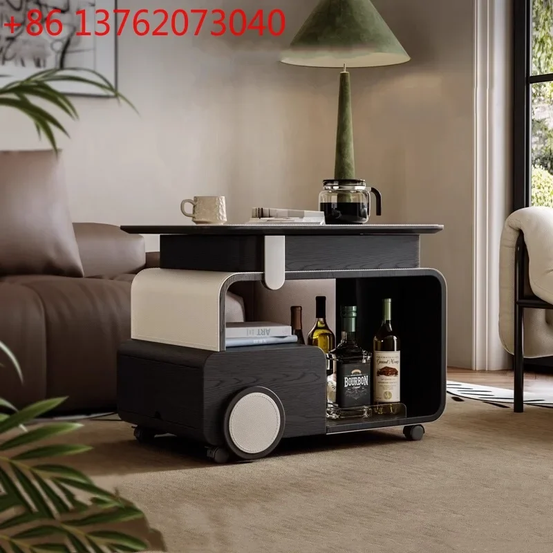 2026 Italian multifunctional coffee table movable lifting sofa side table creative cart
