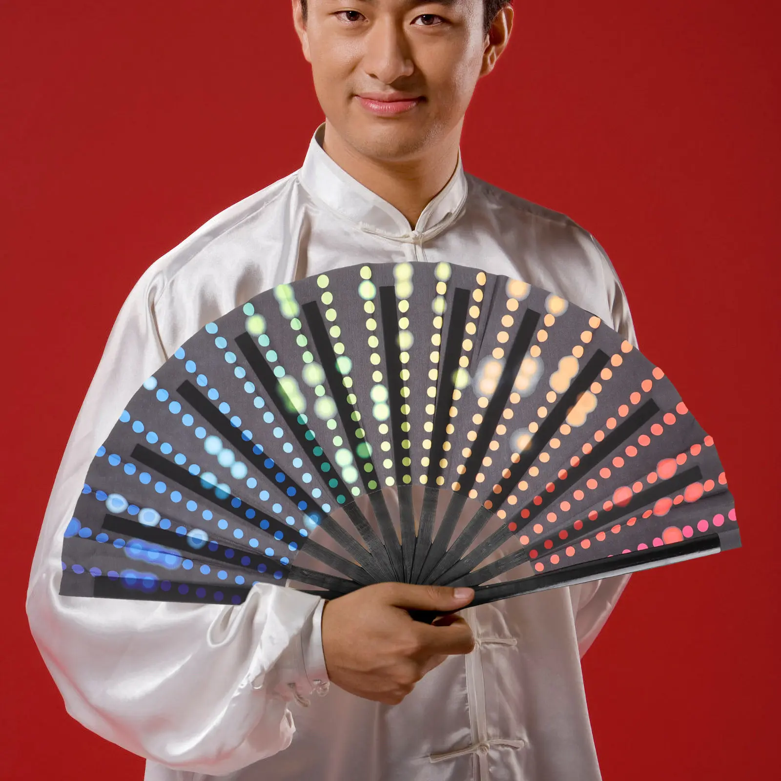 Bamboo Folding Hand Fan Chinese Style Martial Arts Performance Fan for Dancing Stage Party Wedding Decoration Prop