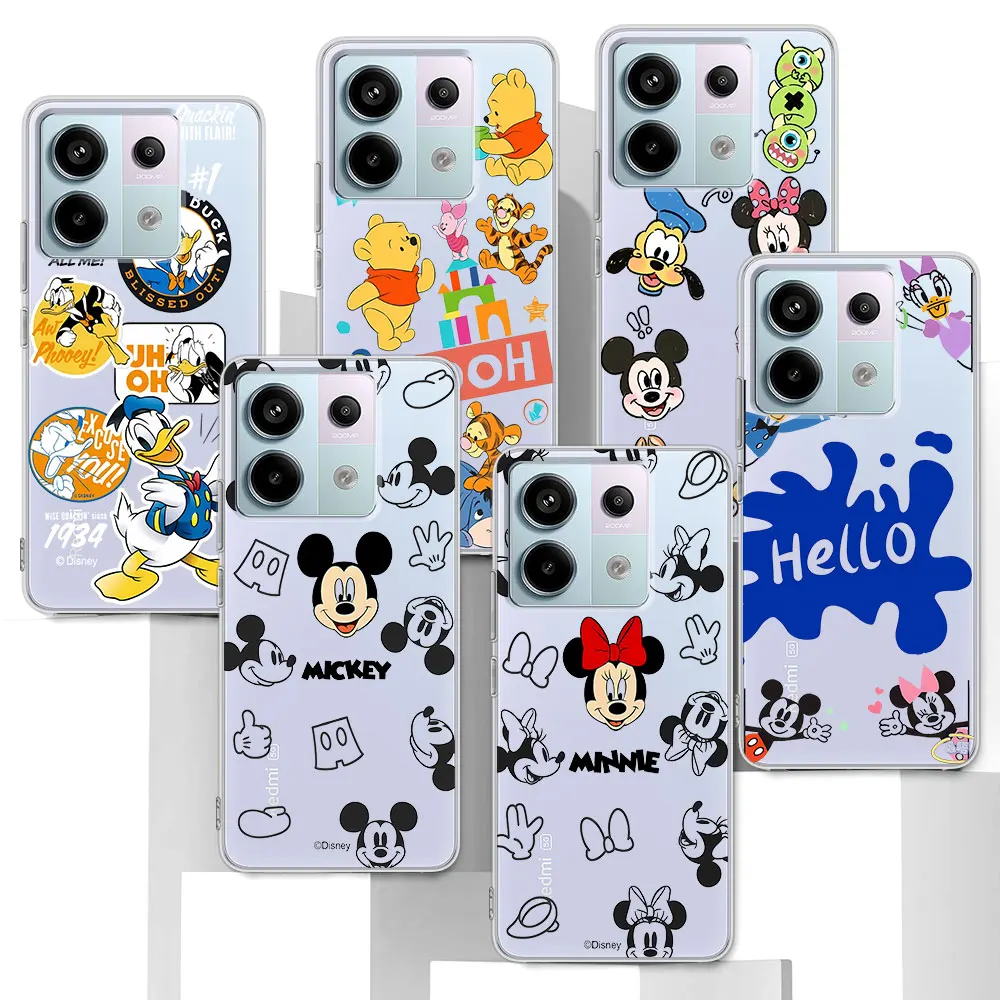 Disney Cute Mickey Case for Xiaomi Redmi 7 9A 9i 9 9C 10 8 10C 12 7A 8A 12C 10X 10A 9T 6A 6 K40 K30 Transparent TPU Phone Cover