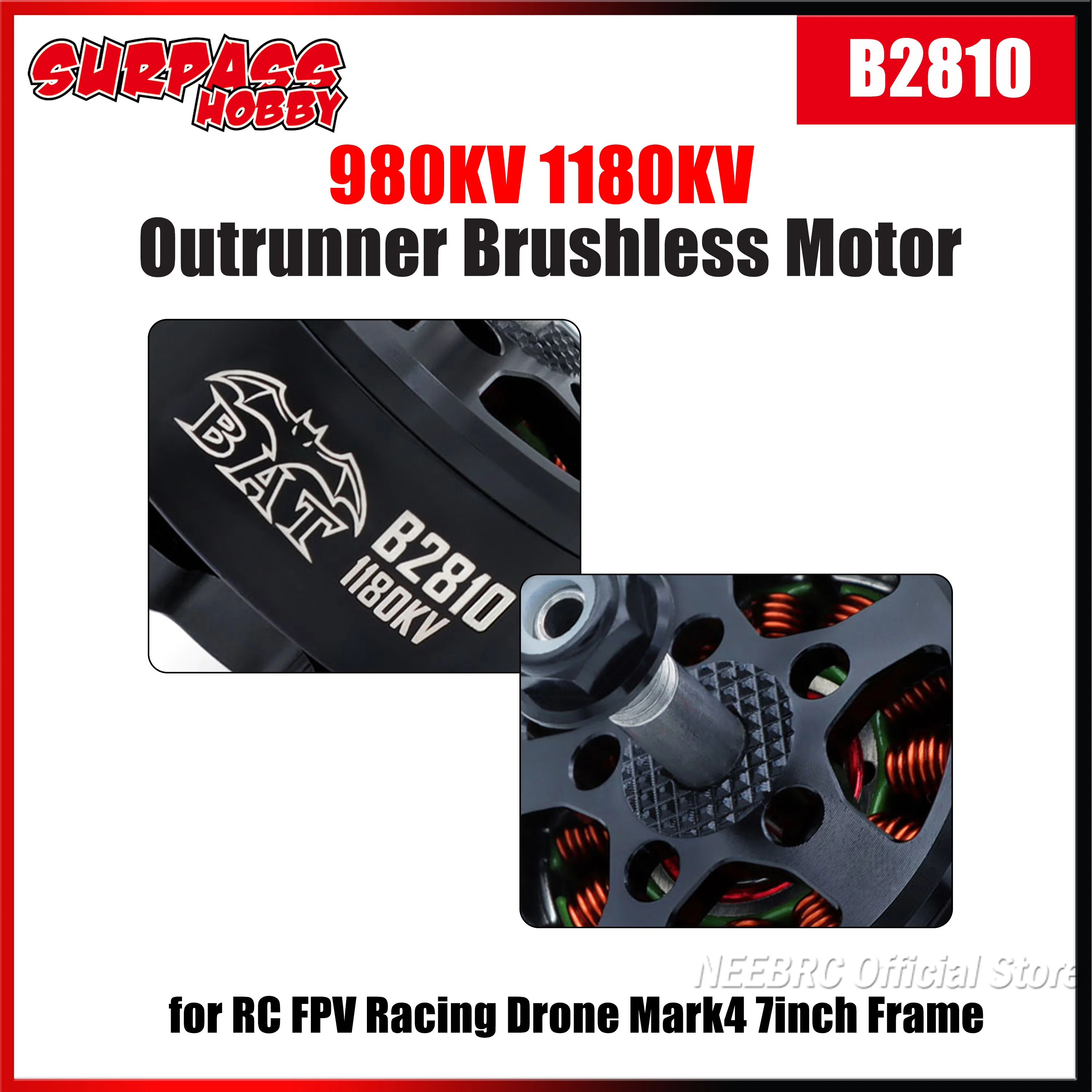 

Бесколлекторный мотор Surpass Hobby BAT 2810 980KV 1180KV Outrunner для FPV-дронов, гоночных квадрокоптеров, рам Mark4 7 дюймов, фристайл-дронов APEX XL7, запчасти