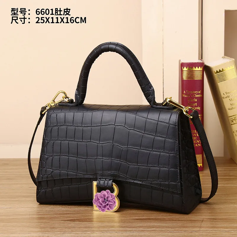 

New Genuine Leather Handbag Large Capacity Crocodile Mist Face Versatile One Shoulder Dinner Oblique Straddle Bag