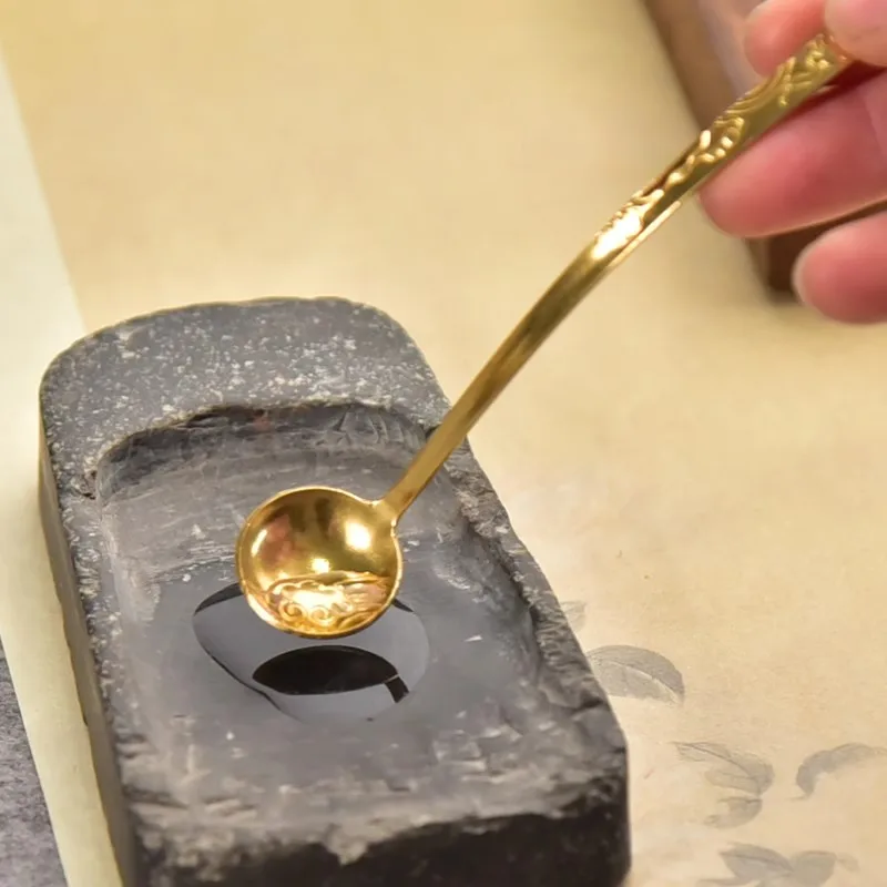 Solid Brass Water Dropper & Brush Washer  - Traditional Chinese Calligraphy Tools for Ink Grinding | Antique Desk Accessory