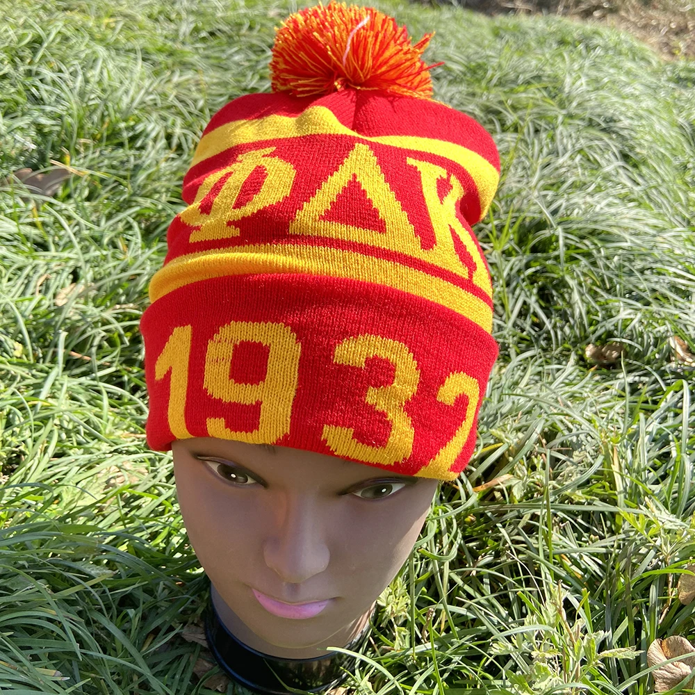 Phi Delta Kappa red and yellow knitted 1932 scarf and hat set