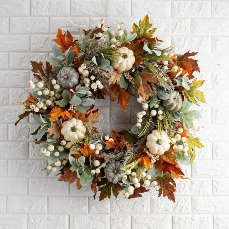 

Thanksgiving Christmas Wall Decorations Garland Leaves Pumpkin Autumn Color Garland Pendant Door Decoration