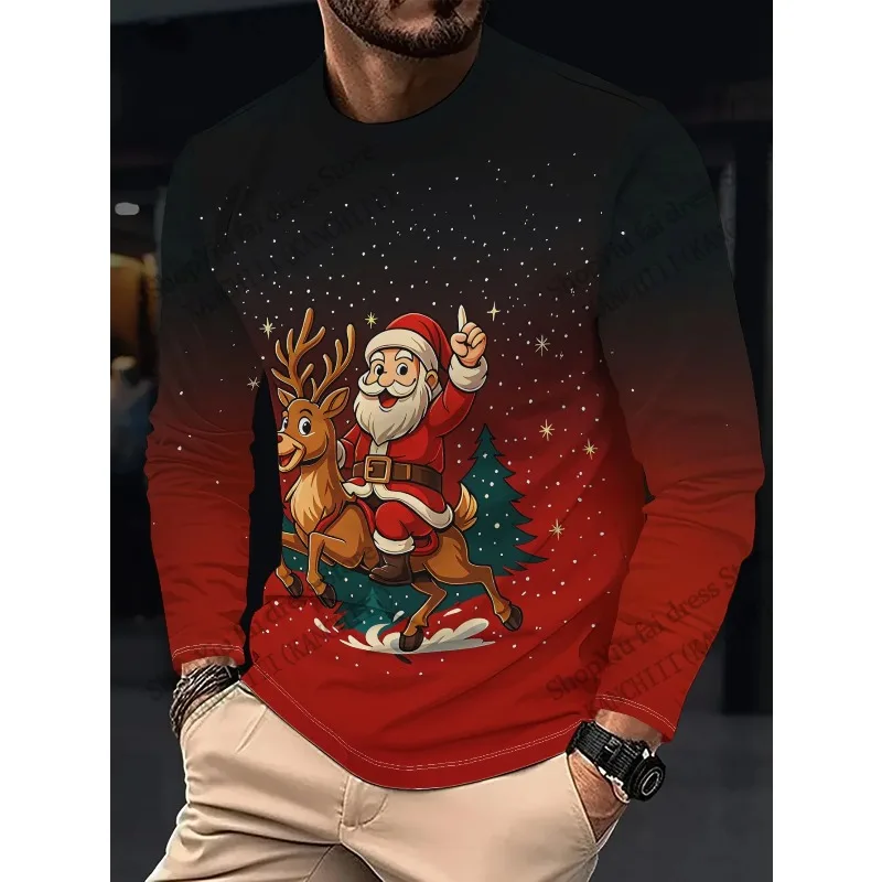 Funny Christmas Tree 3D Print Long Sleeve Christmas Fake Suit T-shirt Men Women Fashion New Year Oversized Tops Tees Men Clothes