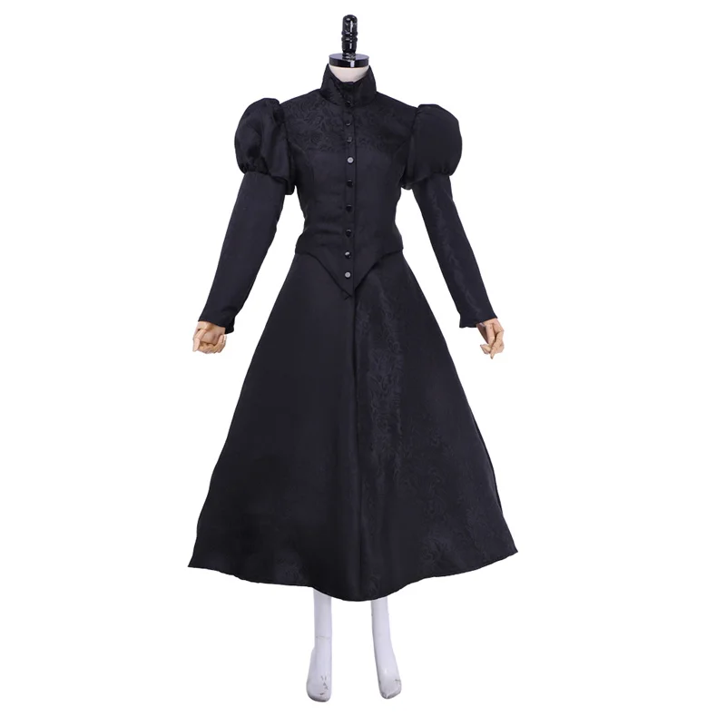 Musical  Elphaba Cosplay Costume Black Bustle Dress with Hat Stage Performance Halloween Party Theater Ball Gown