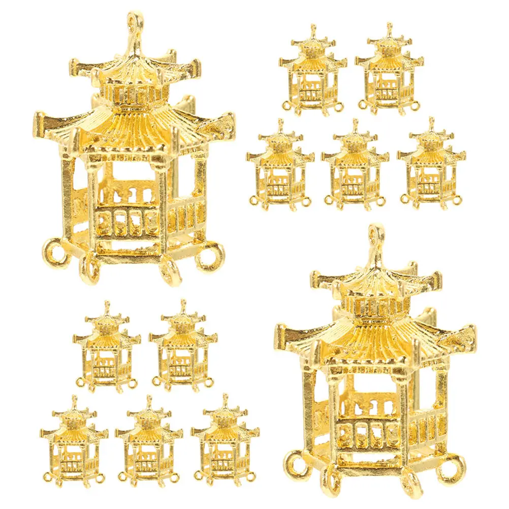 

12Pcs Zinc Alloy Pavilion Charms Jewelry Making Pendants DIY Necklace Bracelet Keychain Bag Decor Craft Supplies Small Charms