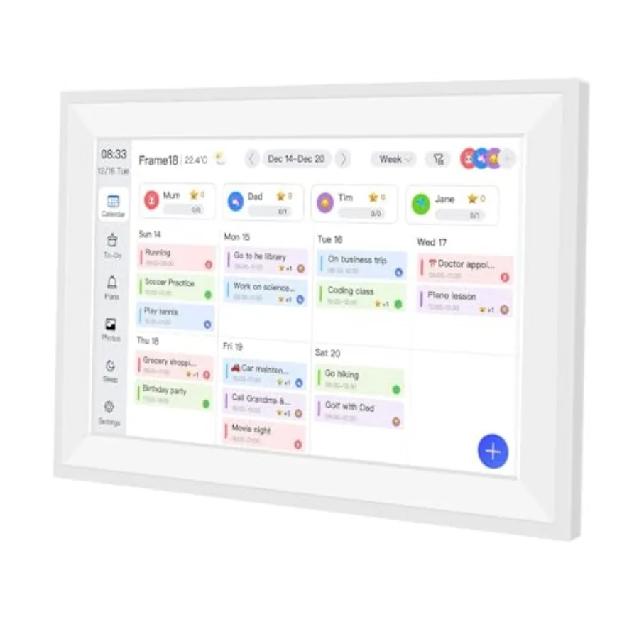 

10.1" Digital Calendar and Digital Picture Frame Smart Family Planner Chore Charts with Task Rewards Meal Planning Interactive